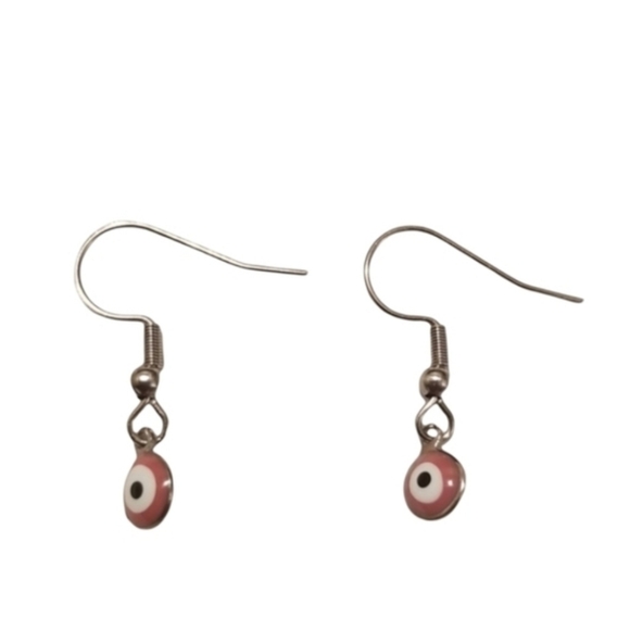 Handcrafted Evil Eye Earrings (pink) - Picture 1 of 3